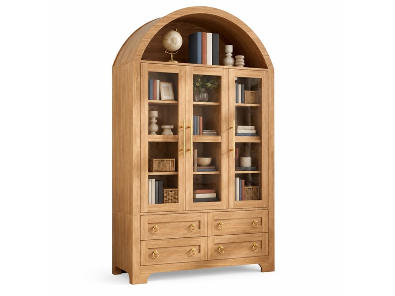  Buffet haut,110x40x185 cm,3 portes vitrées et 4 tiroirs,mdf,naturel  - Conforama A