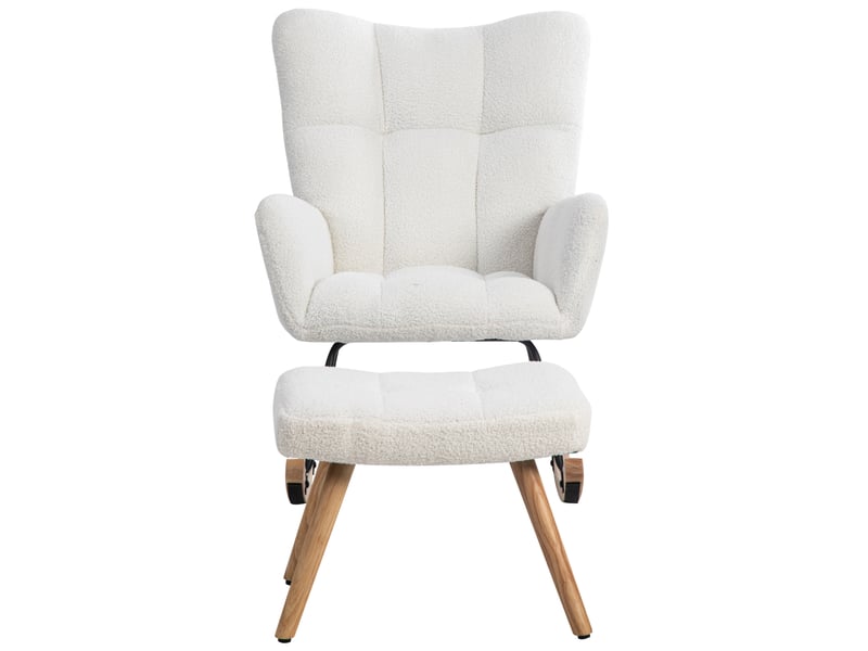  Fauteuil à bascule 65x94x92 cm avec repose-pieds 49x38x38 cm, coloris blanc  - Conforama A