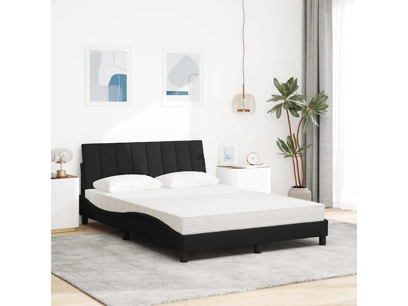 Lit avec matelas hanko noir 120x200 cm tissu - Conforama C