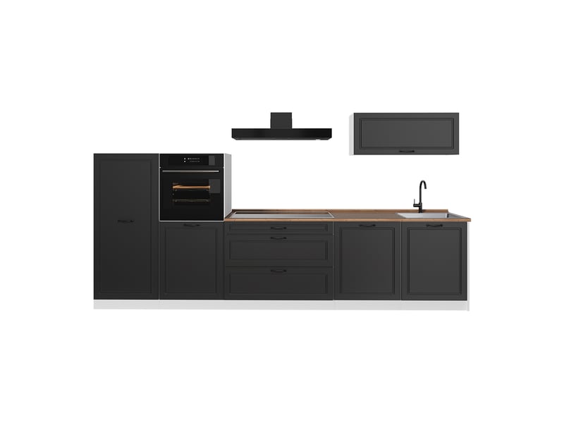  Vicco cuisine, anthracite campagneblanc, 340cm plan de travail chêne doré  - Conforama A