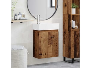 Meuble de rangement salle de bain avec robinet bois ancien shl9204
