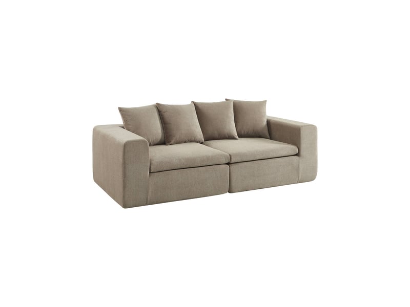  Canapé modulable tissu chenille 3 places beige foncé - movi  - Conforama A