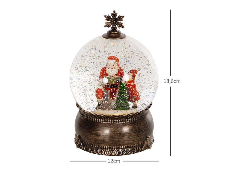  Boule à neige de noël avec musique et lumières, scène du père noël et de l'enfant, pour décoration de noël, cadeau de fête, bronze  - Conforama E