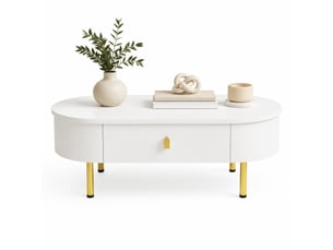 Table basse ovale coloris blanc <strong>MAISENTIEL</strong> <strong></strong> - 50 cmx108 cm