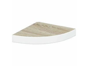 Étagère d'angle flottante, étagère murale chêne et blanc 25x25x3,8 cm mdf cf41389