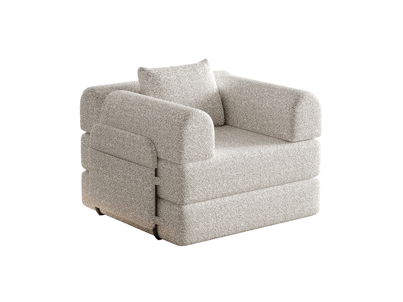  Canapé-lit une place 91.4x94x69.8 cm — rangement dans l’accoudoir, convertible, structure métal, chenille kaki  - Conforama A
