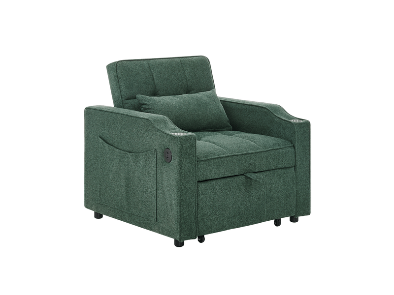  Fauteuil convertible 1 place avec couchage 190 cm et ports usb evryae  - Conforama A