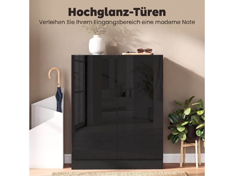  Meuble à chaussures 5 niveaux avec étagères réglables - lpospi - portes à fermeture douce, mdf noir  - Conforama E