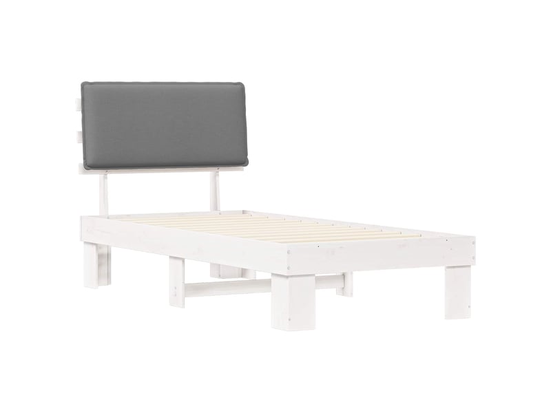  Lit simple- lit adulte -  cadre de lit avec tête de lit rembourrée gris clair 80 x 200 cm  - Conforama C