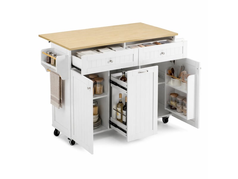  Desserte de cuisine à roulettes avec plateau rabattable et espace de rangement, pour la cuisine, 140×40-70×92 cm  - Conforama A