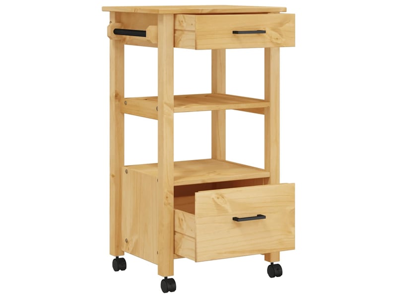 Desserte de cuisine, chariot de rangement monza 48x40x88,5 cm bois massif de pin shl46724 - Conforama D