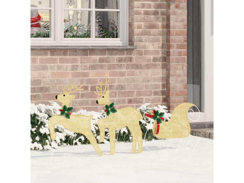  Lot de 3 rennes led, éclairage de noël, décoration de noël blanc chaud 43 x 18 x 66 cm tissu cf62081  - Conforama B