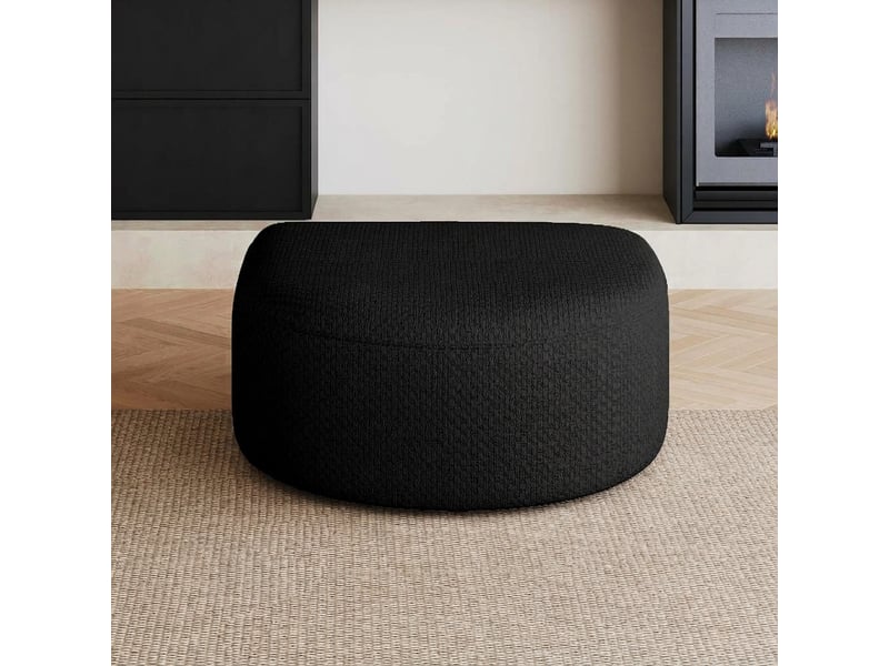  Pouf noir en tissu 87x84x38 cm rembourrage mousse haute résilience  - Conforama C