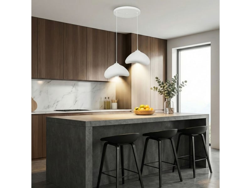  Luminaire design 2 suspensions en fibre de verre blanc leonie  - Conforama E