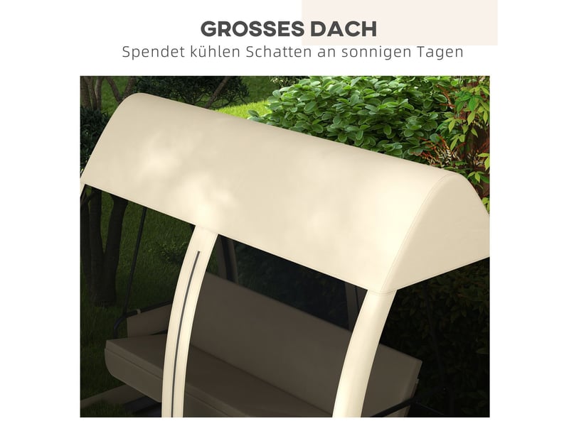  Banc de jardin 240 x 140 x 197 cm fonction 2 en 1 fonction lit 3 places baldaquin filet anti-moustiques charge jusqu'à 300 kg couleur café  - Conforama D