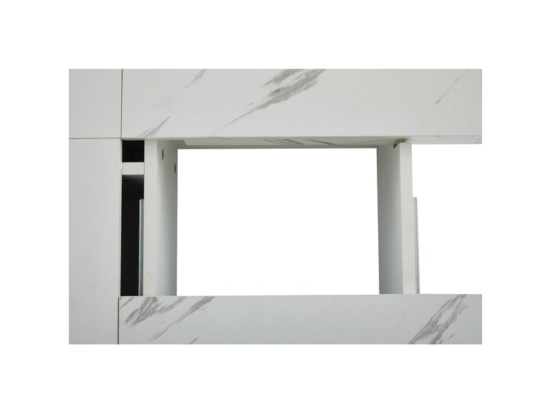  Table basse carrée avec 4 tiroirs et plateau coulissant pour salon 90×90×25 cm en panneaux de particules blanc  - Conforama D