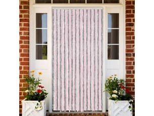 Rideau anti-mouches, moustiquaire gris argenté et rose 118x220 cm chenille cf43525