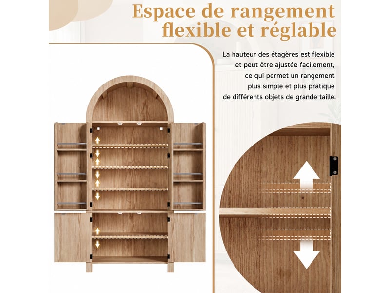 Meuble de cuisine muvano, armoire de rangement cintrée couleur bois, 78 × 40 × 180 cm - Conforama R