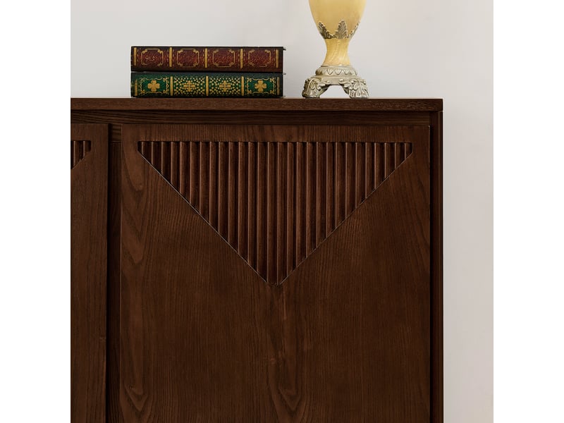  Buffet,99,06x23,50x82,50 cm,2 portes,mdf,coloris noyer foncé  - Conforama D