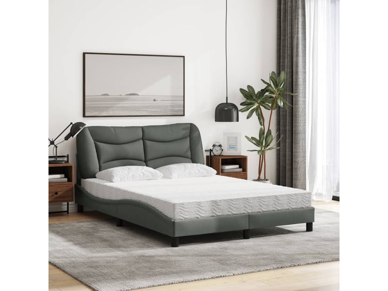 Lit avec matelas hvar gris foncé 120x200 cm tissu - Conforama C
