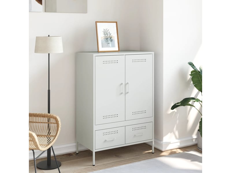  Buffet haut - bahut - meuble de rangement blanc 68x39x101,5 cm acier  - Conforama C