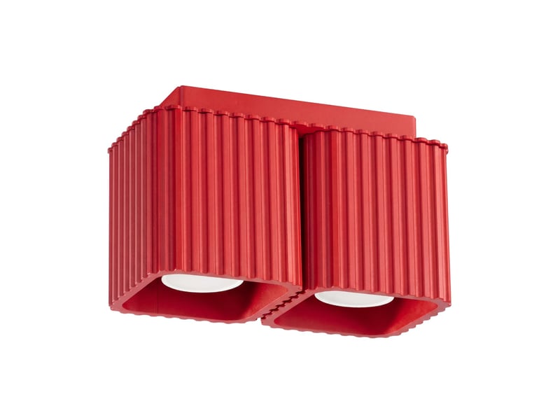  Plafonnier riff 2 rouge gu10 aluminium moderne 12x20.5x10cm SL.3086 - Conforama A