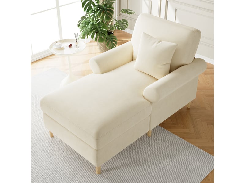  Fauteuil lounge ulevr en velours beige 133 x 90 x 87 cm, 1 place avec coussin  - Conforama D