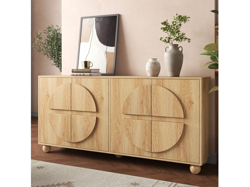  Buffet 4 portes avec rangement modulable 160 cm naturel homvra  - Conforama D