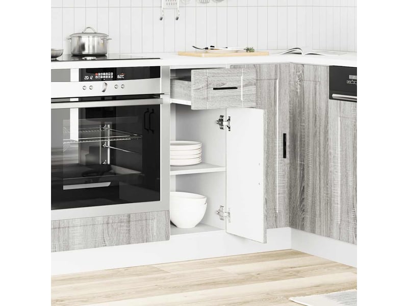 Meuble de rangement, armoire de cuisine porto sonoma gris bois d'ingénierie shl9985 - Conforama C