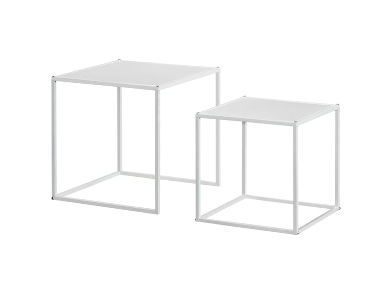  Lot de 2 tables basses gigognes en acier blanc mat  - Conforama B