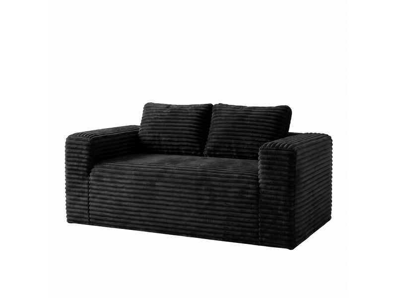  Canapé 2 places 160 x 88 x 58 cm noir en velours côtelé, assise profonde en mousse haute densité  - Conforama D
