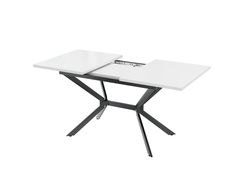 Table à manger extensible 120160x80, design blanc moderne, structure mdf, pour 4-6 personnes - Conforama D