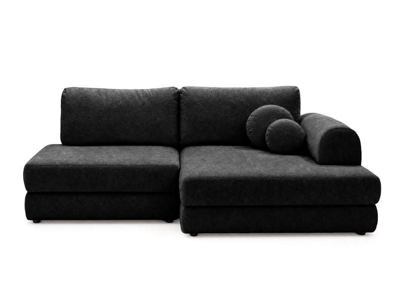  April - canapé d'angle droit 4 places convertible avec coffre en velours texturé - best mobilier - noir APRIL - Conforama A