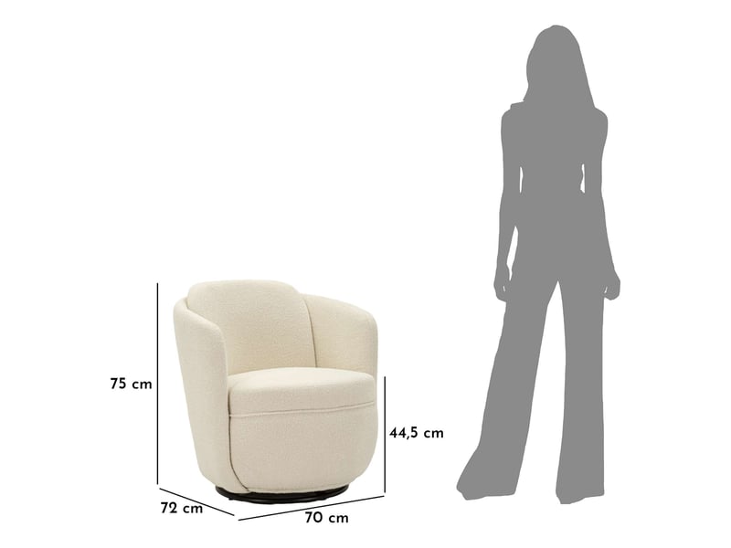  Fauteuil morond, chaise pivotante, 70x72x75h cm blanc crème Morond - Conforama C