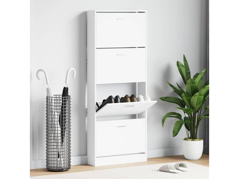  Meuble à chaussure | armoire à chaussures blanc 59x17x150 cm bois d'ingénierie  - Conforama B