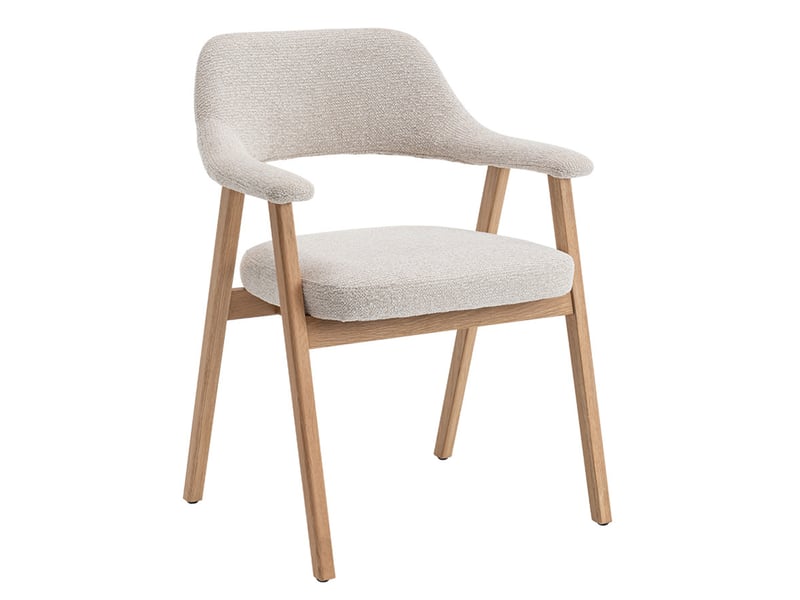 Coralie - chaise de repas en tissu beige pieds chêne massif clair CORALIE-BEI-BOIC - Conforama A