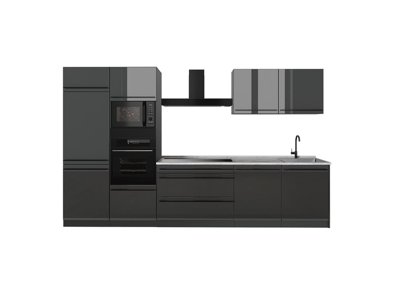  Vicco cuisine, anthracite haute brillanceanthracite, 340cm plan de travail marbre  - Conforama A