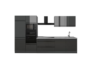 Vicco cuisine, anthracite haute brillanceanthracite, 340cm plan de travail marbre