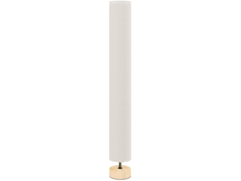  Lampadaire colonne en bois de pin et lin beige 120 cm 2 lumières e27 interrupteur pied salon  - Conforama A