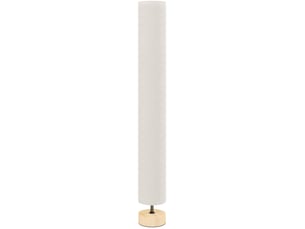 Lampadaire colonne en bois de pin et lin beige 120 cm 2 lumières e27 interrupteur pied salon