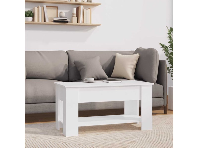  Table basse rectangulaire | table de salon blanc 101x49x52 cm bois d'ingénierie shl1987  - Conforama C