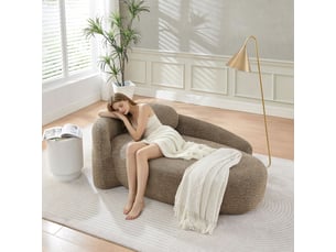 Canapé revêtement teddyfleece design arrondi garnissage moelleux coussins inclus coloris brun