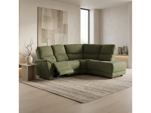 Canapé d'angle relax électrique en tissu vert - angle droit