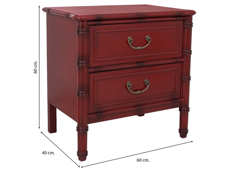  Table de chevet en bois rouge 60x40x60 cm h  - Conforama C