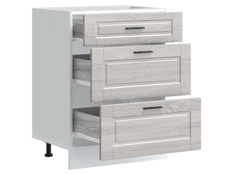 Meuble de rangement, armoire de cuisine porto sonoma gris bois d'ingénierie shl6021 - Conforama E