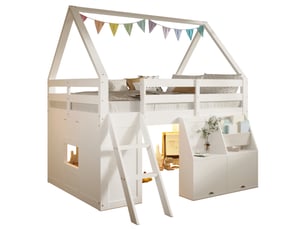 Lit mezzanine 140x200 cm <strong></strong> <strong></strong> coloris blanc