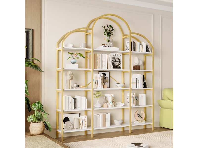  Étagère 5 niveaux blanc et or design nuage métal mdf bibliothèque 190 cm  - Conforama D