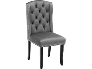 Lot de 2 chaises salle à manger 61x49x100 cm en velours et métal gris, boutons, anneau chromé et clous de décoration