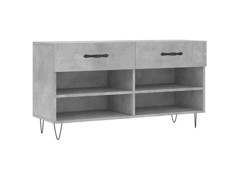  Banc à chaussures, meuble à chaussures gris béton 102x35x55 cm bois d'ingénierie shl5700  - Conforama A