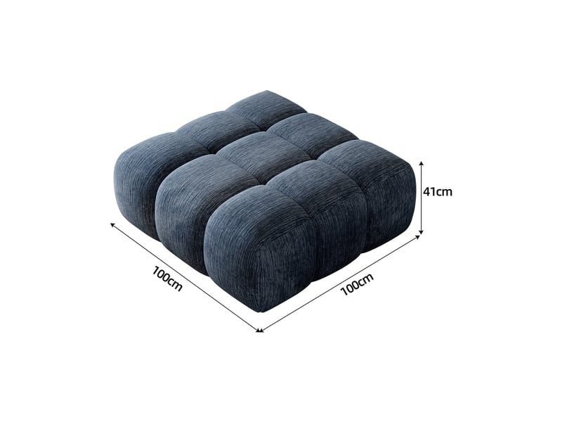 Canapé mousse sans armature, pouf, sans montage, tissu chenille, pour salon et appartement, bleu - Conforama E
